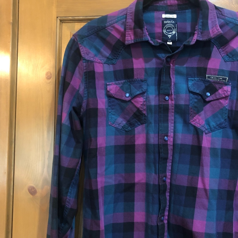 Purple and Blue Diesel Flannel Shirt - men’s